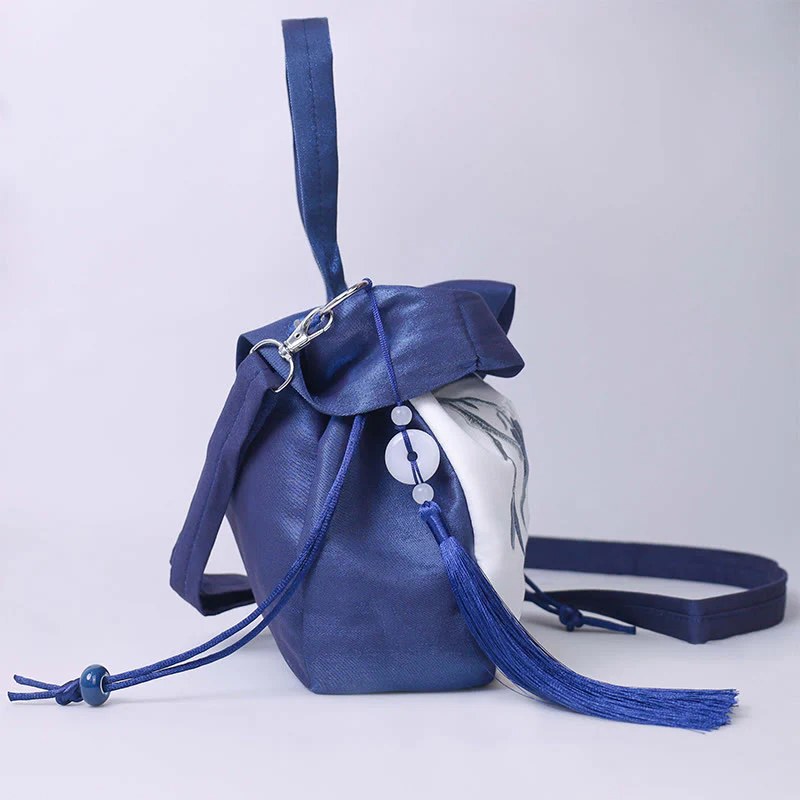 Buddha Stones Suzhou Embroidery Camellia Magnolia Peony Lotus Silk Tote Crossbody Bag Shoulder Bag Handbag