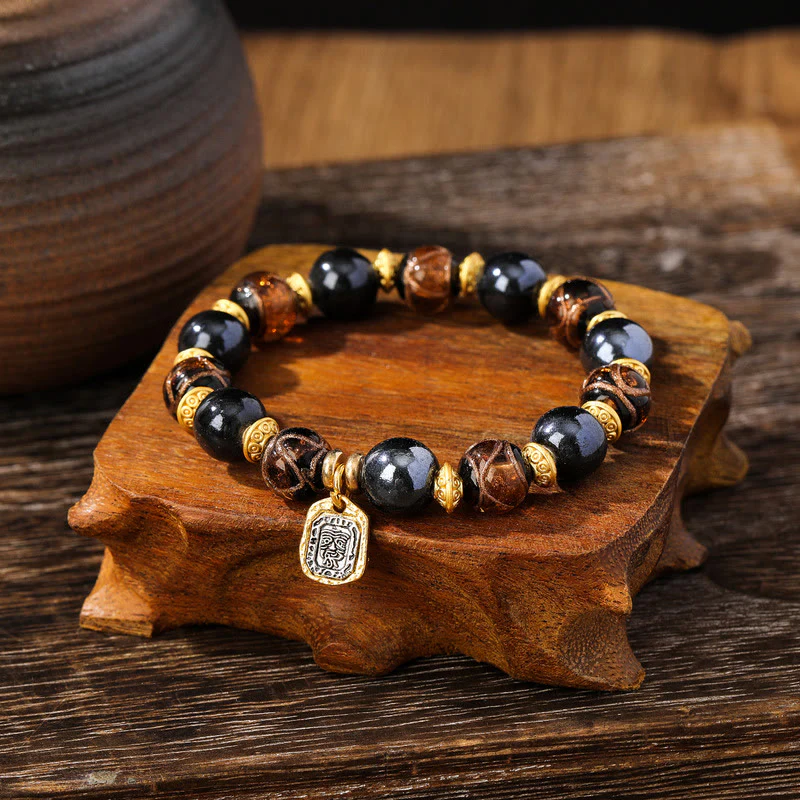 Buddha Stones Tibetan Zakiram Goddess of Wealth Liuli Glass Incense Ash Porcelain Bead Luck Bracelet (Extra 30% Off | USE CODE: FS30)