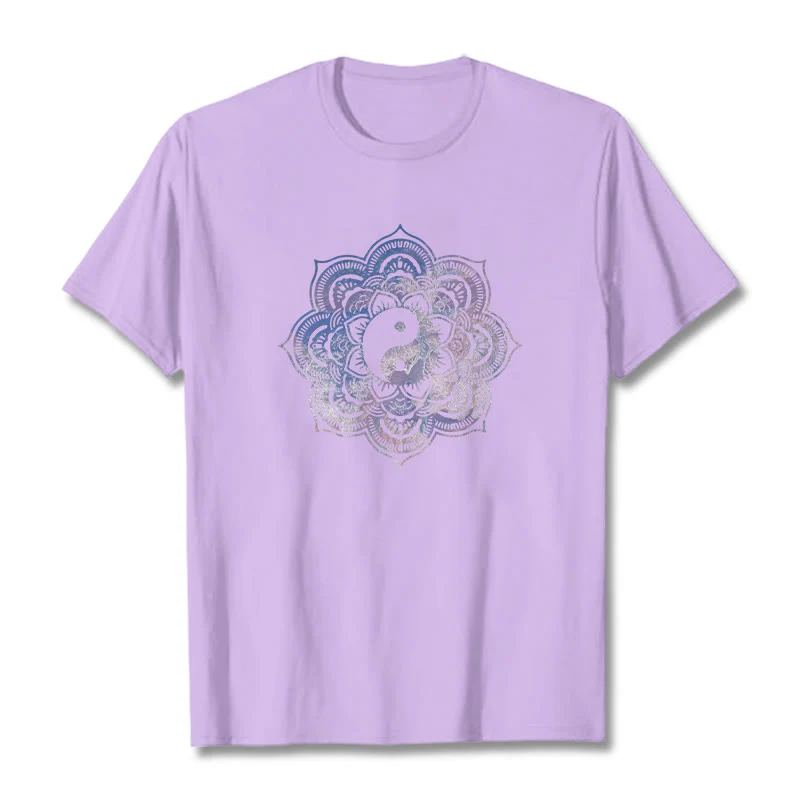 Buddha Stones Mandala Yin Yang Cotton Tee T-shirt