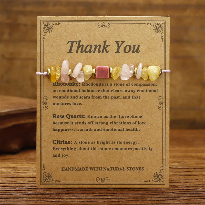Buddha Stones Thank You Rose Quartz Citrine Rhodonite Passionate Bracelet