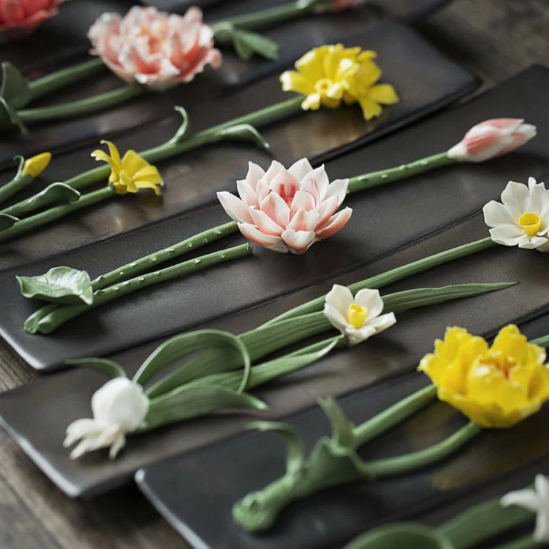 Lotus Peony Rose Flower Ceramic Spiritual Incense Burner (Extra 30% Off | USE CODE: FS30)