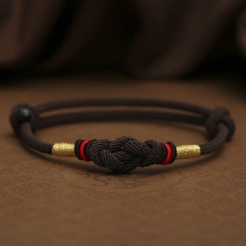 Buddha Stones Red String Jade Luck Fortune Knot Braided Couple Bracelet