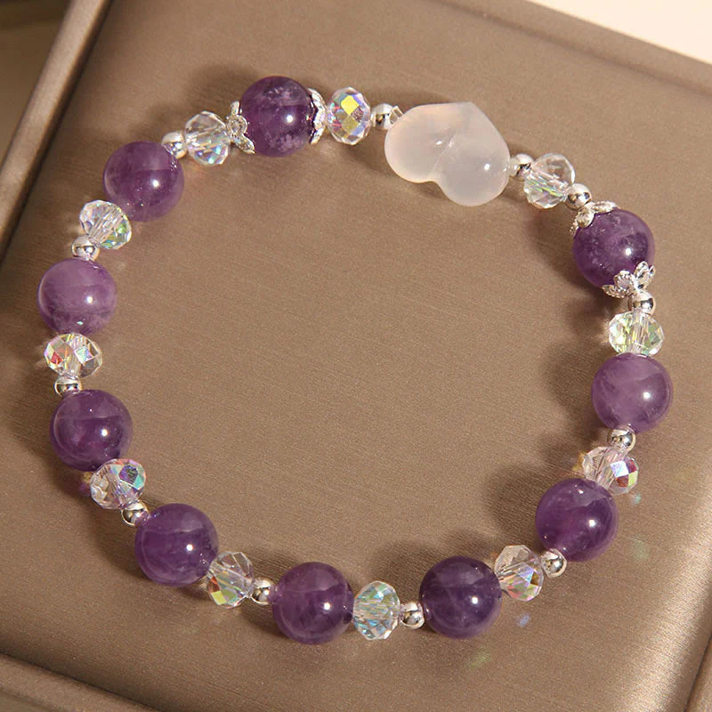 Buddha Stones Heart Amethyst White Agate Balance Bracelet