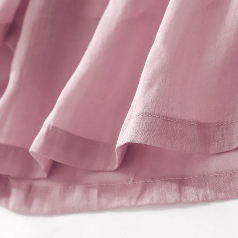 Buddha Stones Summer Embroidery Double Layer Cotton Linen Women's Wide Leg Pants With Pockets