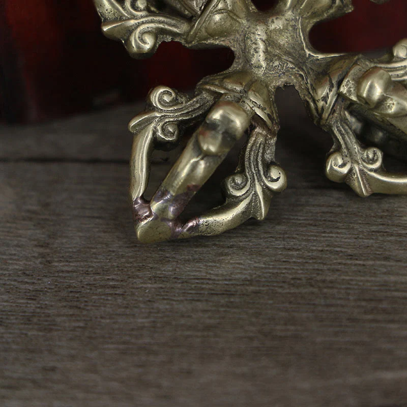 Buddha Stones Nepal Handmade 5 Prong Double Dorje Copper Strength Vajra