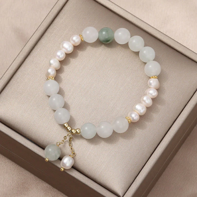 Buddha Stones Tianshan Jade Pearl Abundance Bracelet