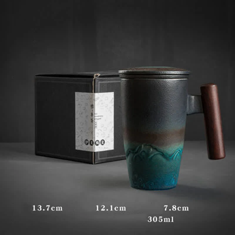 Buddha Stones Vintage Mountain Sea Ceramic Teacup Tea Cups