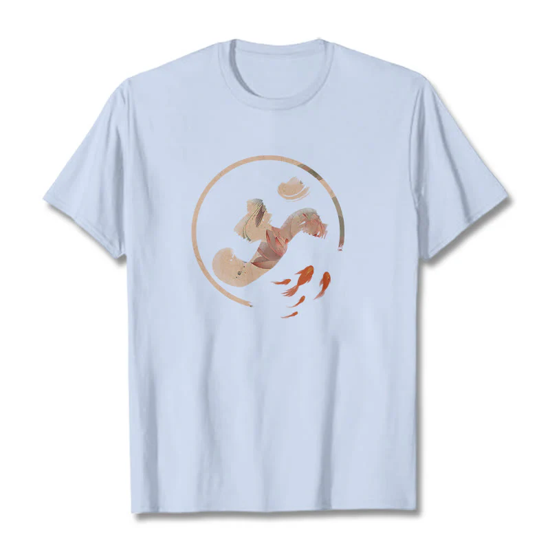 Buddha Stones OM Lotus Koi Fish Cotton Tee T-shirt
