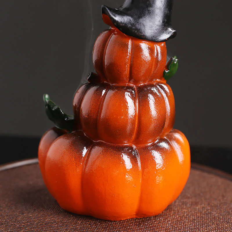 Buddha Stones Halloween Pumpkins Ghost Resin Backflow Smoke Fountain Incense Burner Decoration