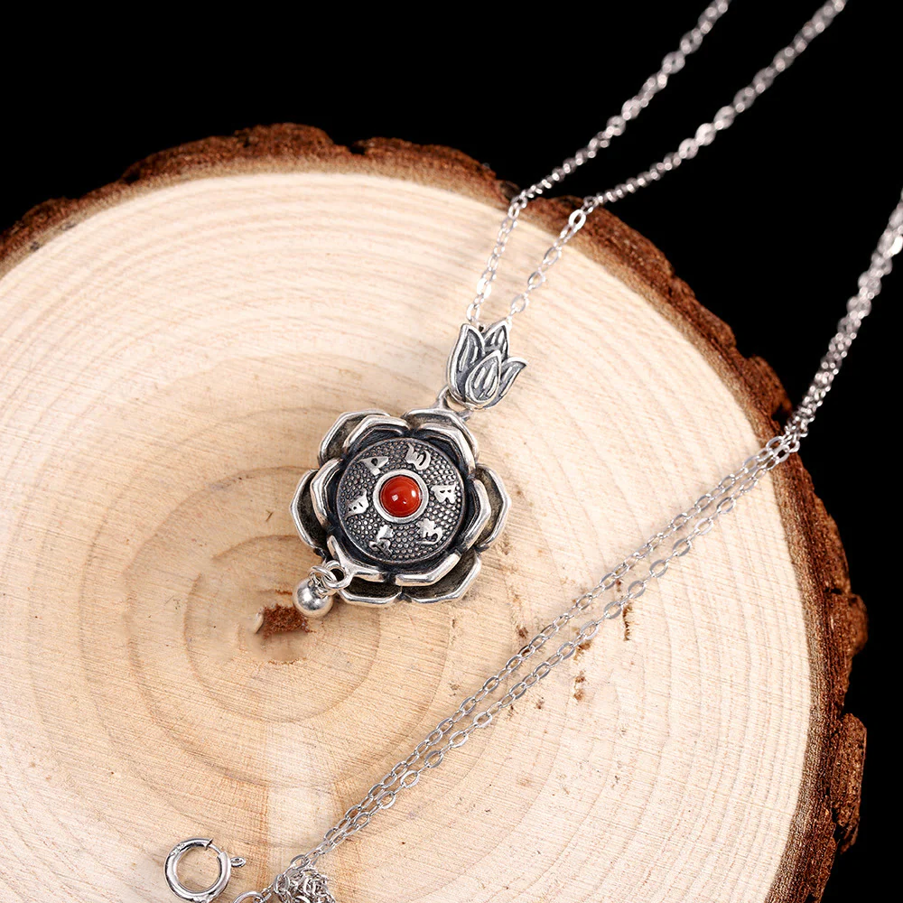 Buddha Stones 925 Sterling Silver Om Mani Padme Hum Lotus Peace Necklace Pendant Earrings