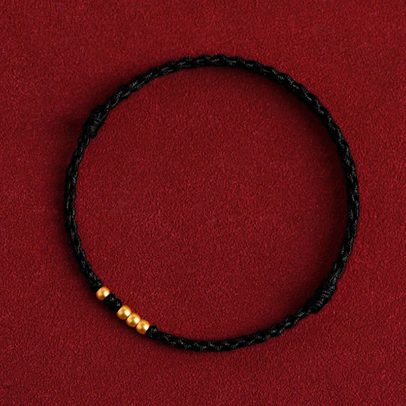 Buddha Stones 999 Gold Beads Luck Braided Protection Couple Bracelet