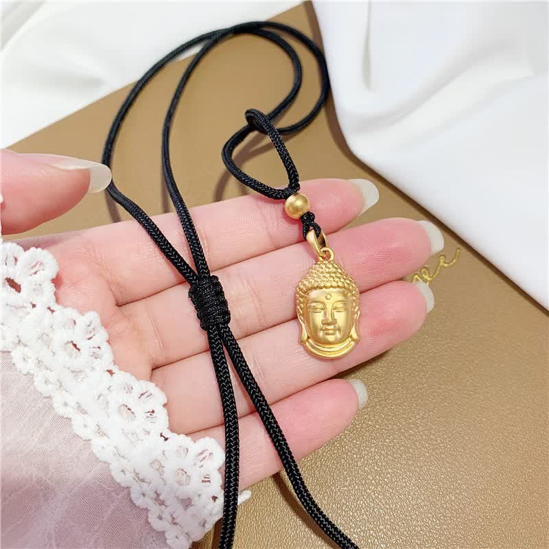 Buddha Stones Gold Buddha Copper Wealth Necklace Pendant