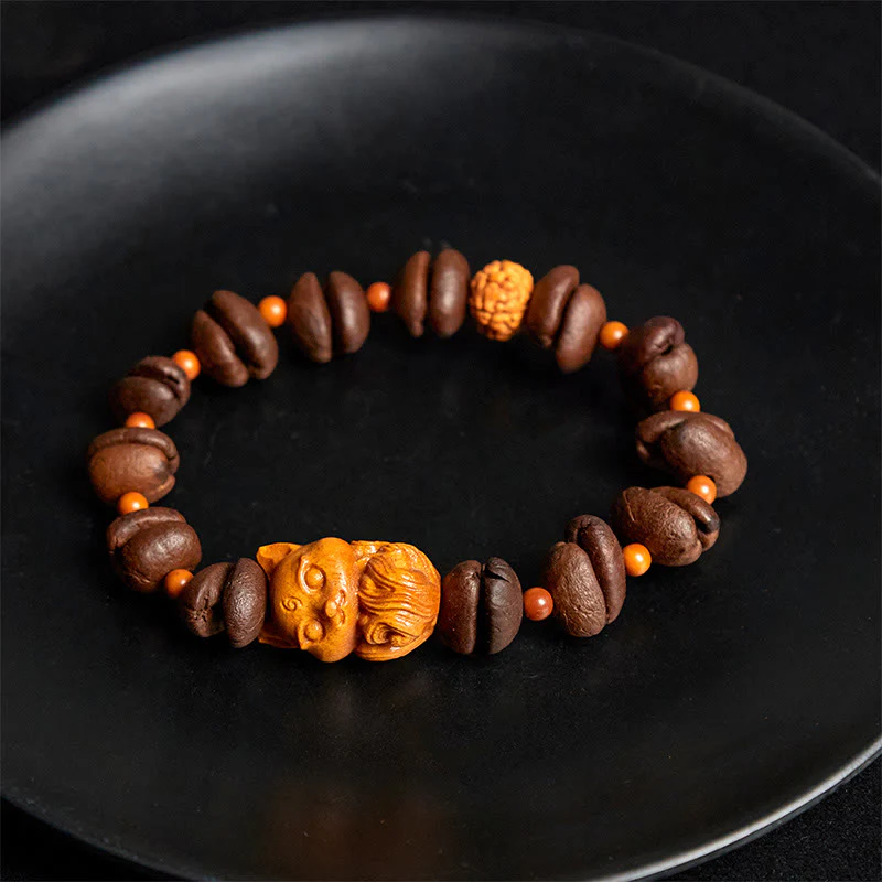 Buddha Stones Natural Fox Coffee Beans Wenge Wood Bracelet