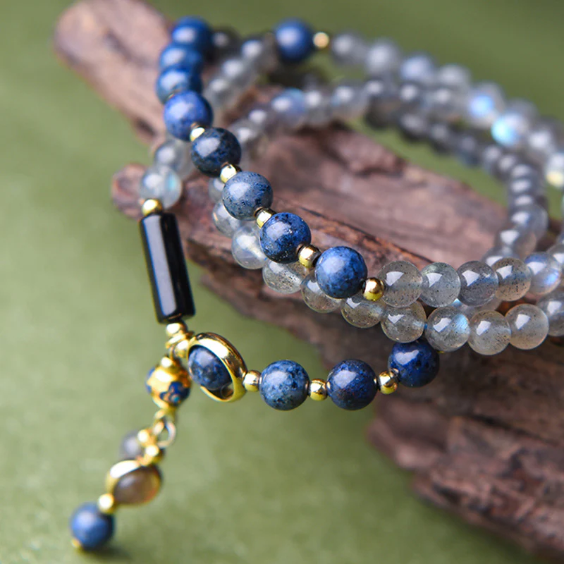 Buddha Stones Moonstone Lazurite Calm Healing Positive Bracelet