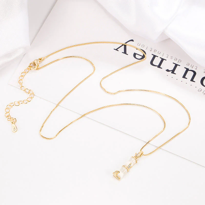 Buddha Stones Chalcedony Bamboo Pattern Harmony Necklace Pendant