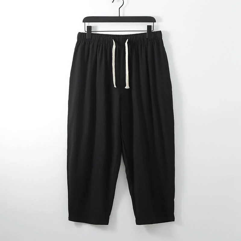 Buddha Stones 2Pcs Cotton Kimono Ankle-Length Pants Men's Meditation Cloth Set