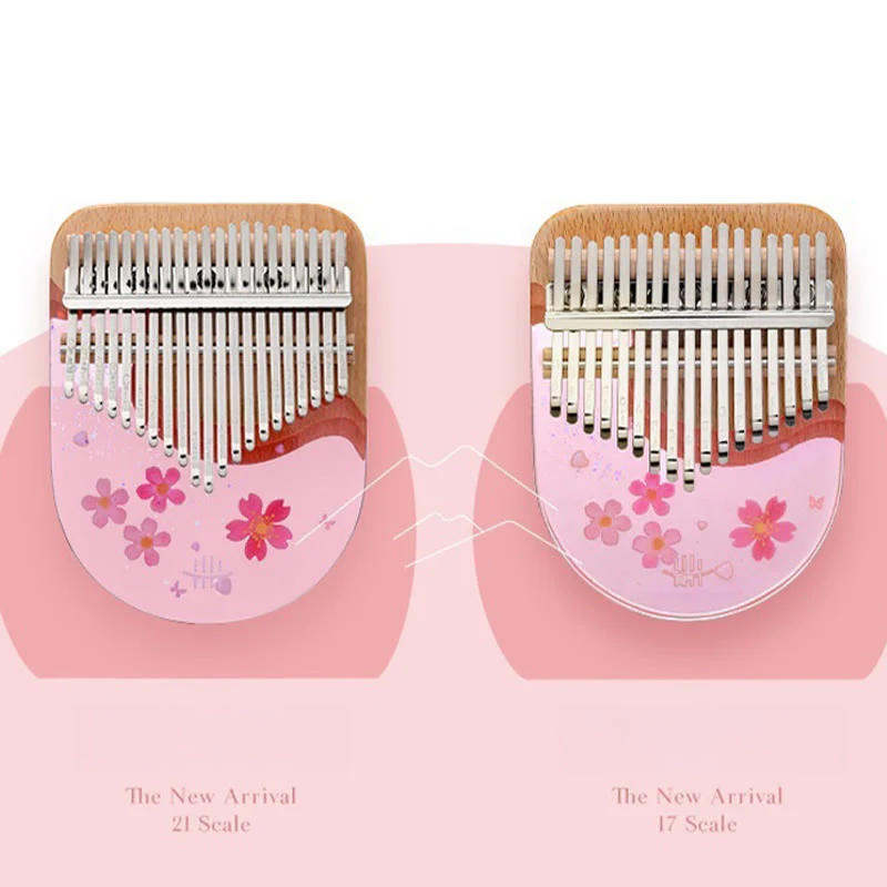 Buddha Stones Kalimba 17/21 Keys Thumb Piano Beech Wood Pink Cherry Portable Finger Piano