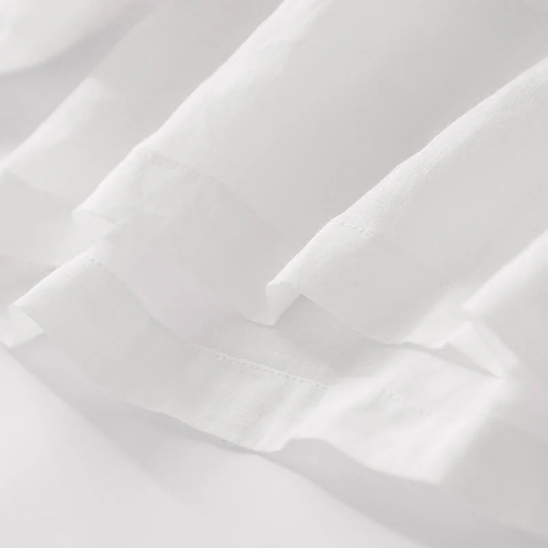 Buddha Stones Summer Embroidery Double Layer Cotton Linen Women's Wide Leg Pants With Pockets