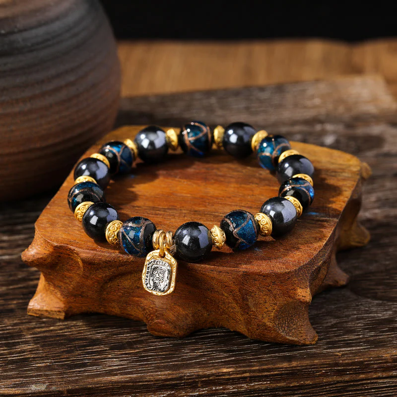 Buddha Stones Tibetan Zakiram Goddess of Wealth Liuli Glass Incense Ash Porcelain Bead Luck Bracelet (Extra 30% Off | USE CODE: FS30)