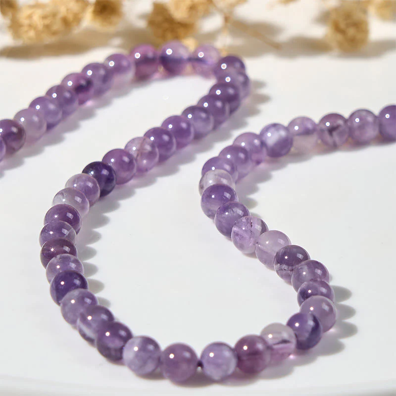 Buddha Stones Cute Cat Face Amethyst Relieves Stress Bracelet