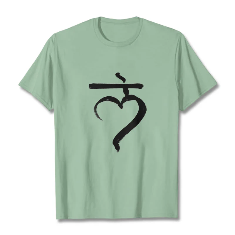 Buddha Stones Casual Lam Mantra Sanskrit Cotton Tee T-shirt
