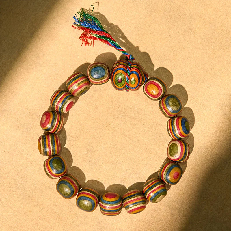 Buddha Stones Colorful Rainbow Eucalyptus Gourd Positive Bracelet