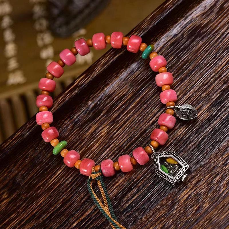 Buddha Stones Tibetan Camel Bone Red Agate Luck Bracelet