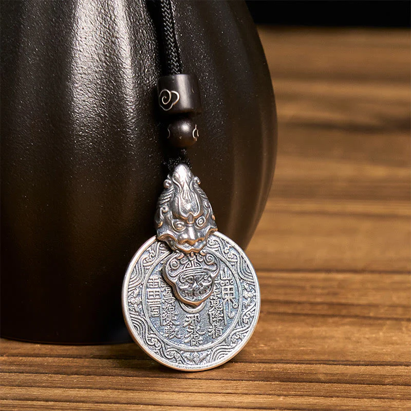 Buddha Stones Mountain Ghosts Spend Money Bagua Design Copper Pixiu Harmony Necklace Pendant