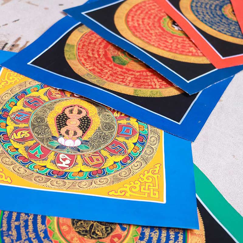 Buddha Stones Tibetan Handmade Thangka Painting Blessing Thangka Blind Box Random Color Pattern