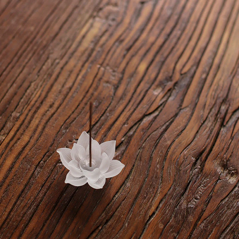 Buddha Stones Mini Lotus Liuli Crystal Healing Meditation Stick Incense Burner