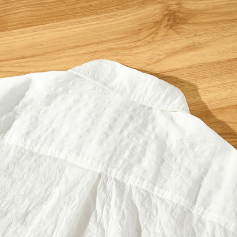 Buddha Stones Summer Solid Breathable Men's Buttons Short Sleeve Tencel Shirt