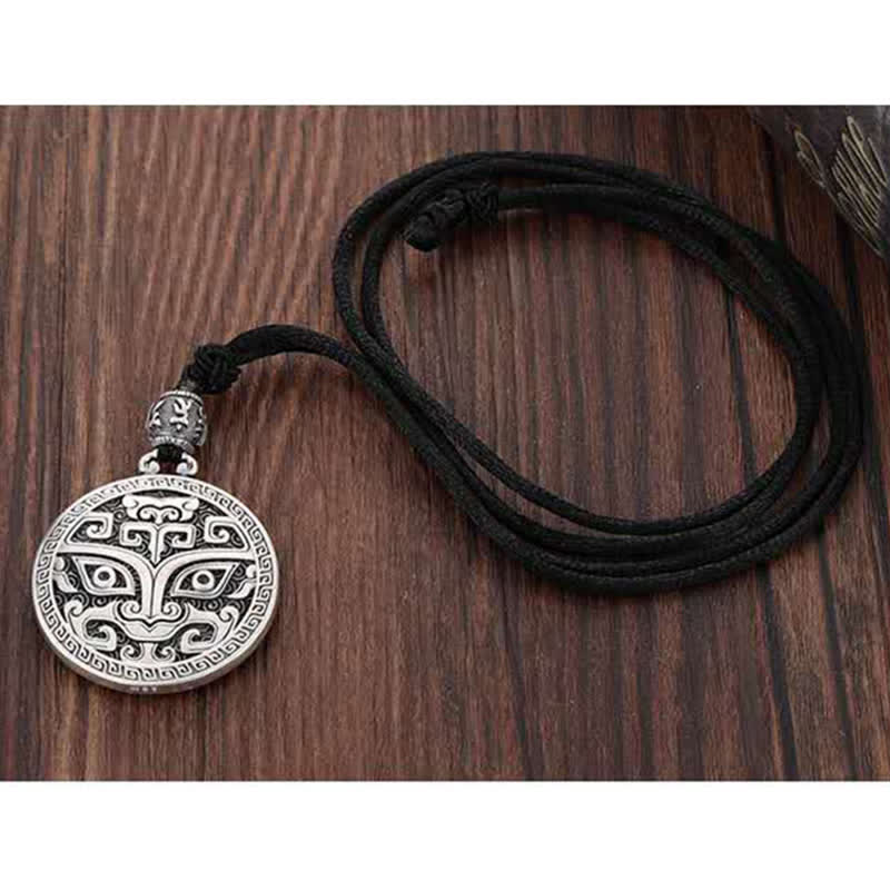 Buddha Stones Lucky FengShui Mythological Creature Taotie Wealth Necklace Pendant