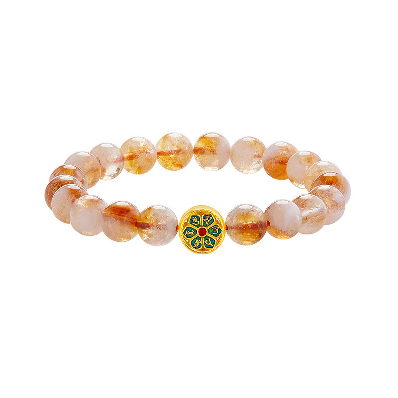 Buddha Stones 999 Sterling Silver Citrine Om Mani Padme Hum Protection Bracelet