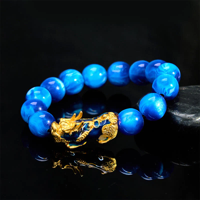 Buddha Stones Colorful Sea Willow Color Change PiXiu Positive Healing Bracelet