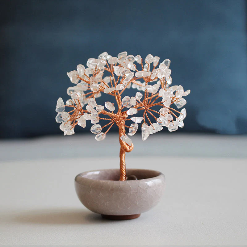 Buddha Stones Various Crystal Citrine Amethyst Green Aventurine Tree Prosperity Home Decoration