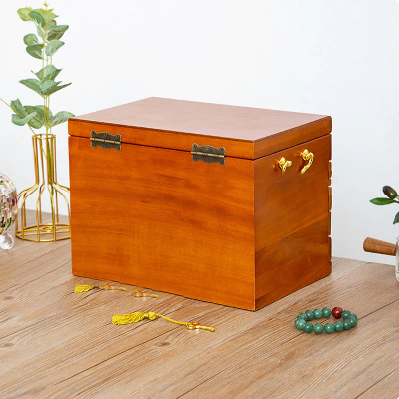 Buddha Stones Retro Solid Wood Jewelry Box Four-Layer Wooden Jewelry Storage Box