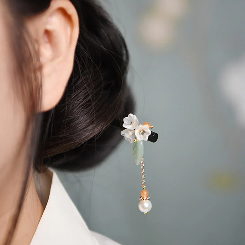 Buddha Stones Ebony Liuli Lily of the Valley Courage Hairpin