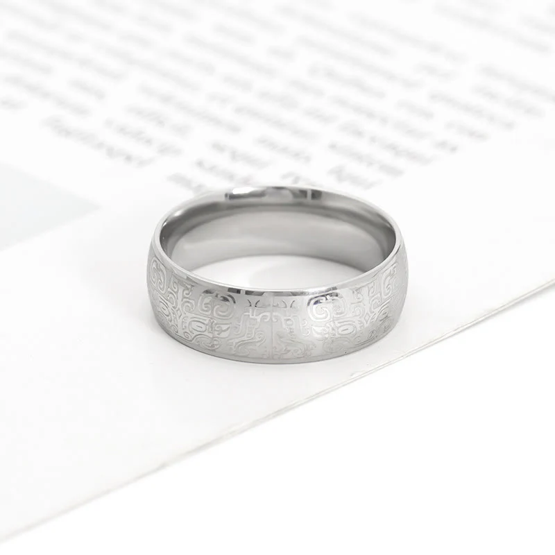 Buddha Stones Lucky Mythological Creature Taotie Wealth Titanium Steel Ring