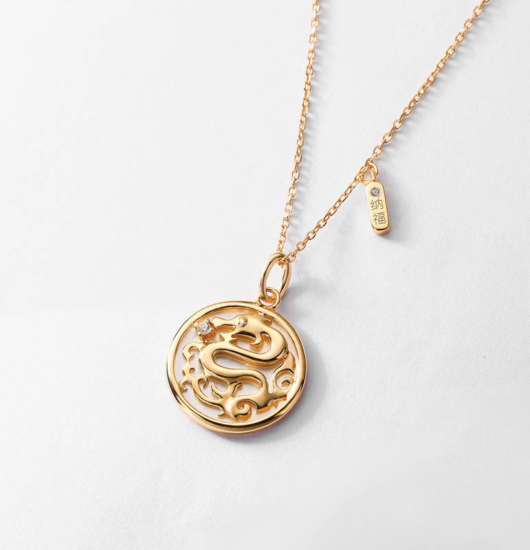 ❗❗❗A Flash Sale- Buddha Stones 925 Sterling Silver Tridacna Stone Year of the Dragon Fu Character Luck Strength Necklace Pendant