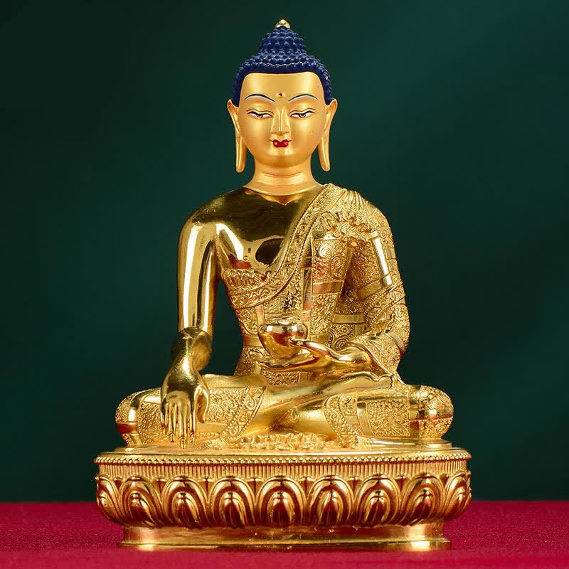 Buddha Stones Buddha Shakyamuni Figurine Enlightenment Copper Statue Home Offering Decoration