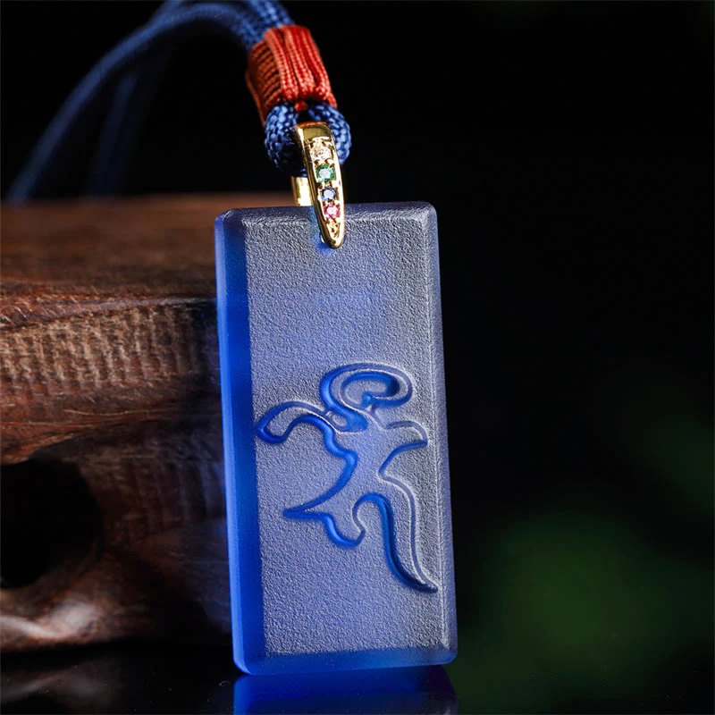 Buddha Stones Tibetan Green Tara Medicine Buddha Sanskrit Pattern Liuli Crystal Protection Necklace Pendant