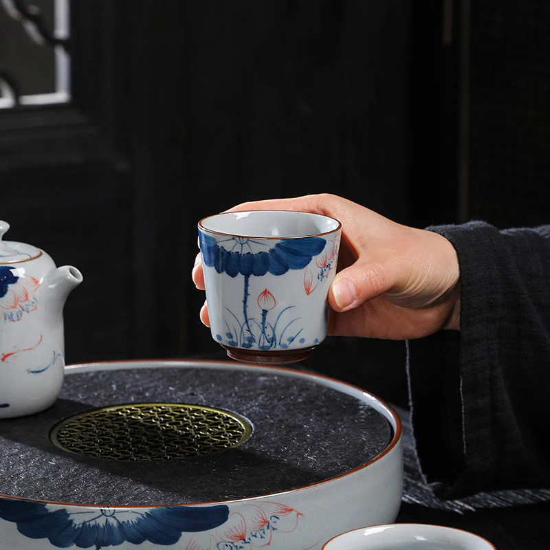 Buddha Stones Lotus Flower Leaf Bamboo Ceramic Teacup Kung Fu Tea Cups