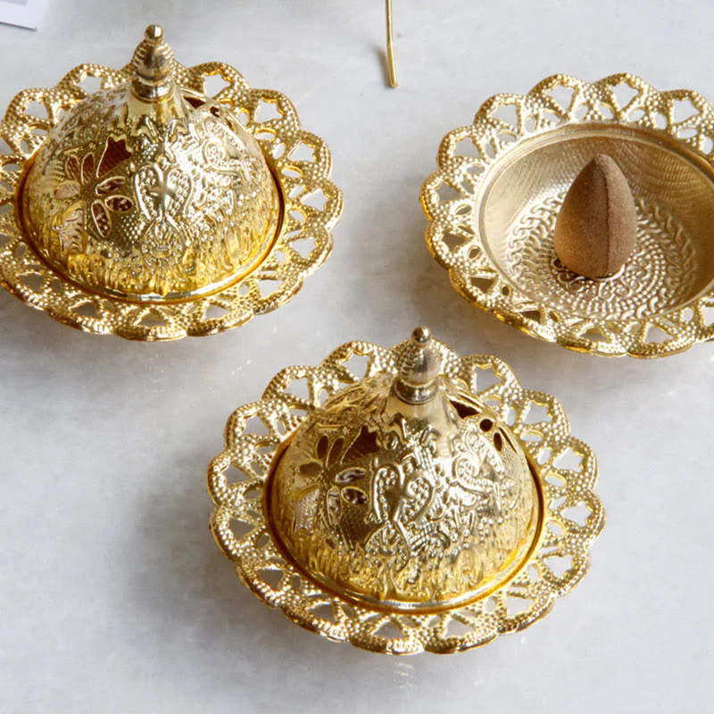 Buddha Stones Tibetan Gold Mini Meditation Incense Burner