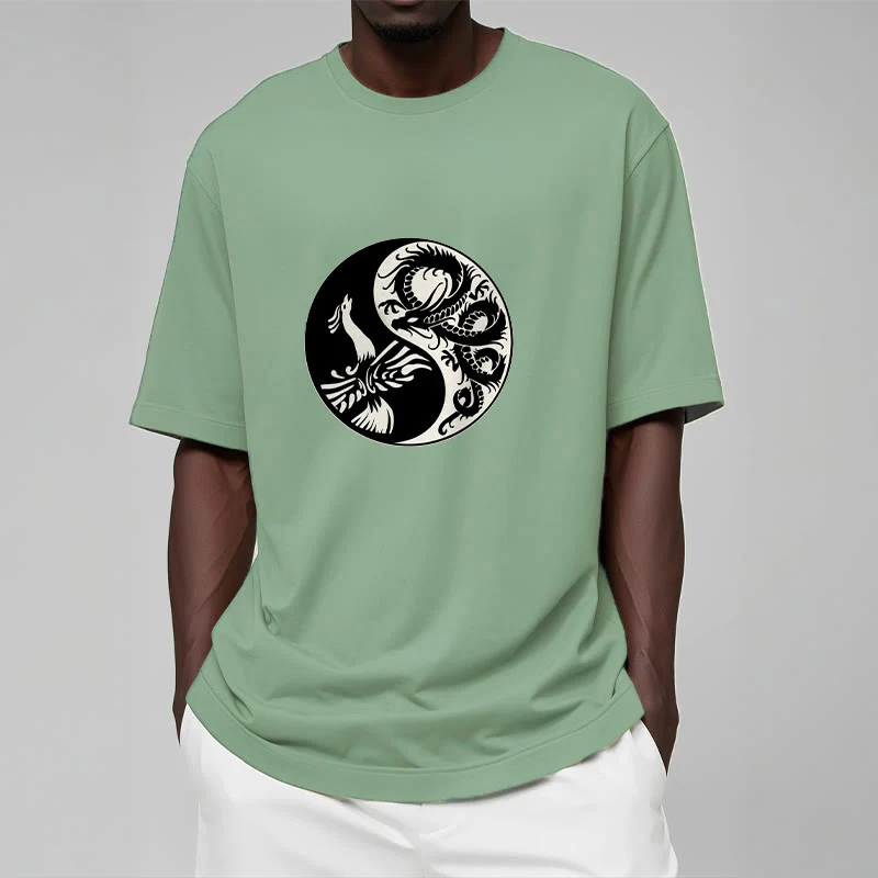 Buddha Stones Phoenix Yin Yang Cotton Tee T-shirt