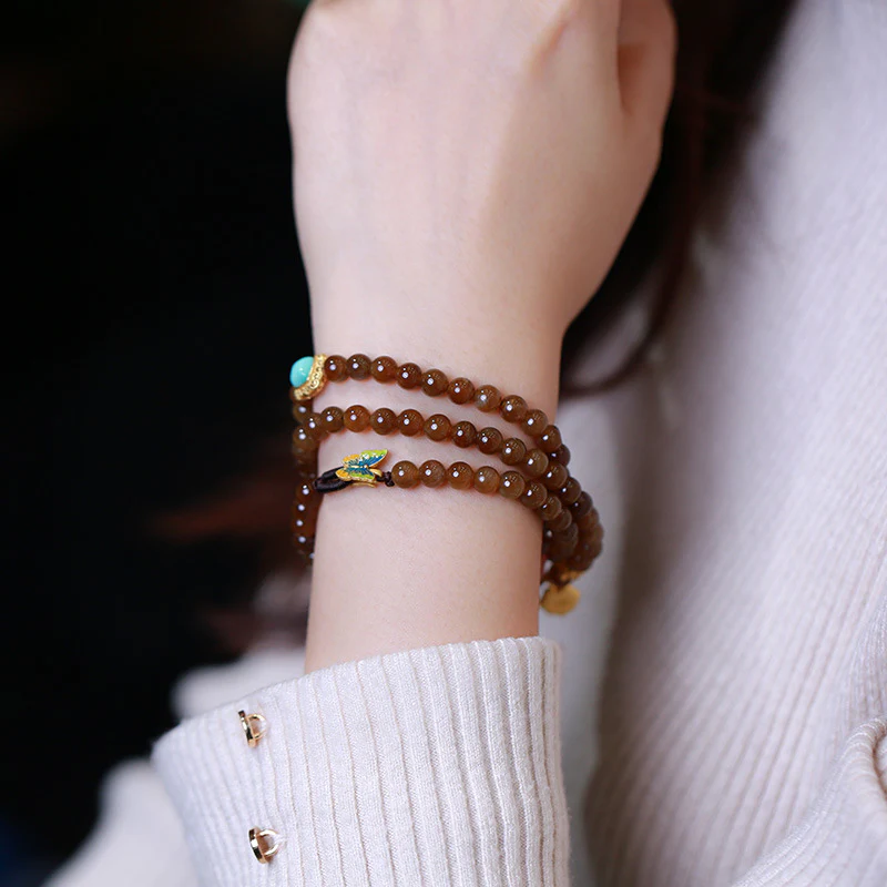 Buddha Stones Jade Butterfly Gourd Prosperity Luck Bracelet Necklace