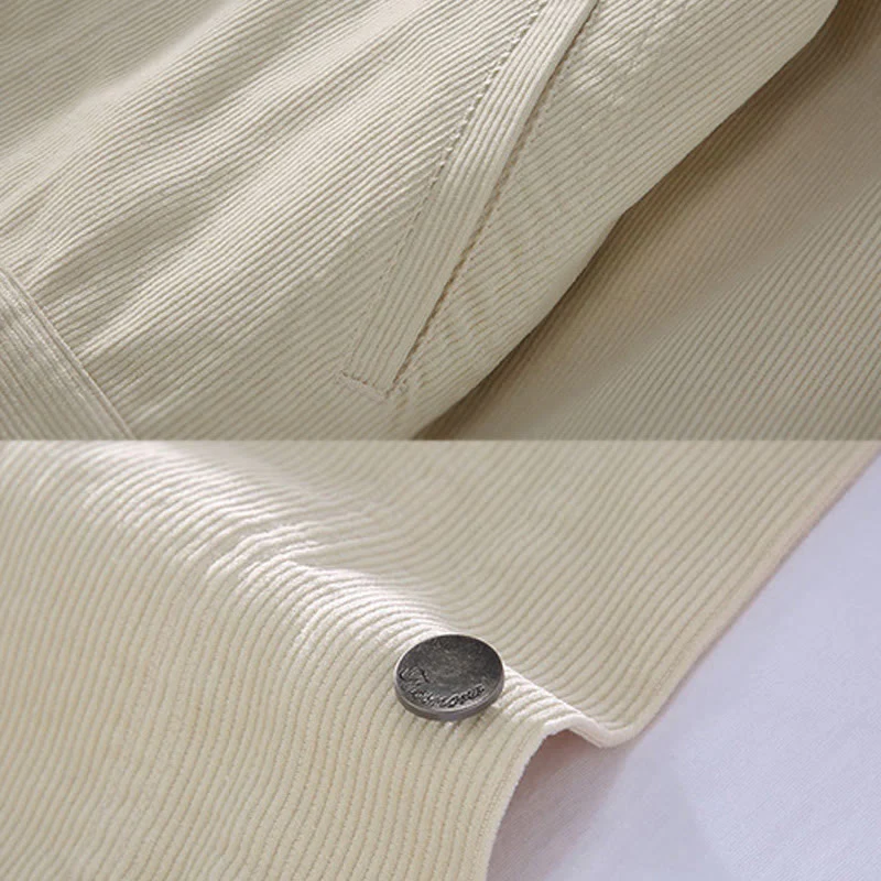 Buddha Stones Plain Long Sleeve Button Design Men's Cotton Jacket Shirt With Pockets