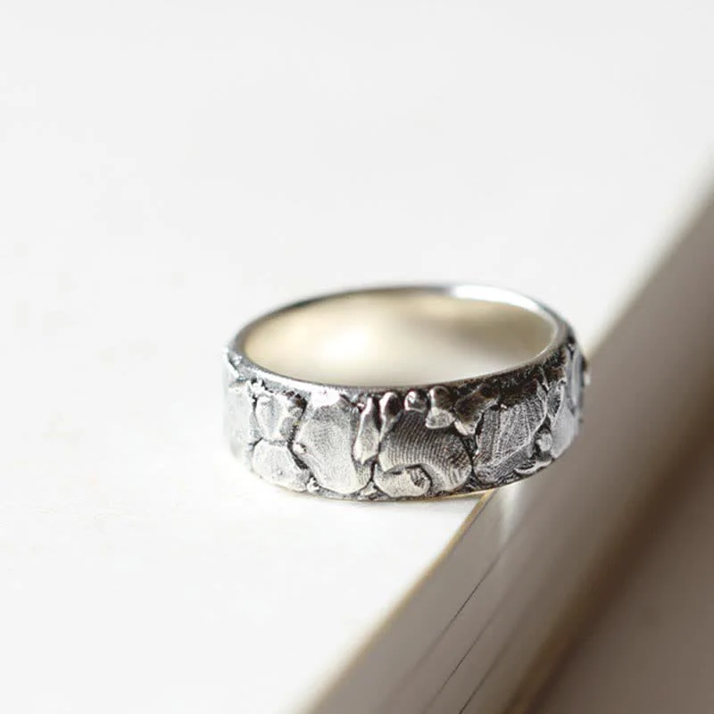 Buddha Stones Rock Pattern Luck Blessing Copper Ring