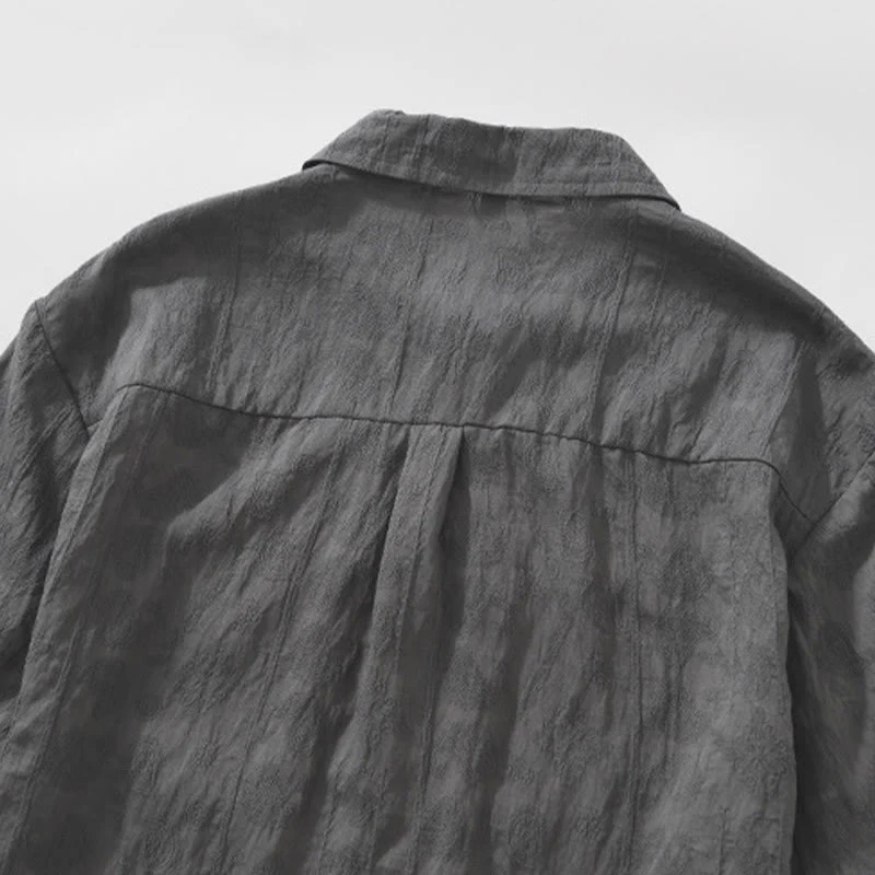 Buddha Stones Commute Plain Buttons Men's Short Sleeve Shirt With Pockets