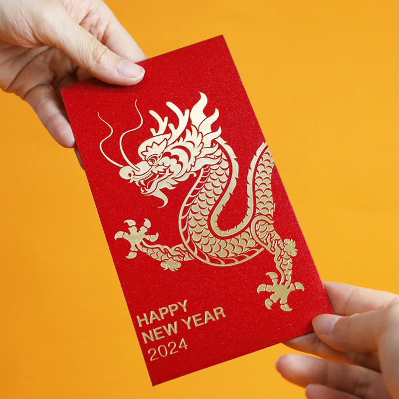 Buddha Stones 6Pcs Chinese Red Envelope Year of the Dragon Lucky Money Envelopes 2024 Chinese New Year Dragon Year Envelope