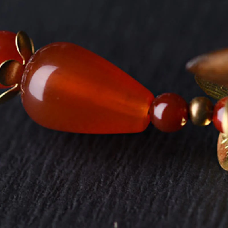 Buddha Stones Silver Tassel Green Sandalwood Soothing Hairpin